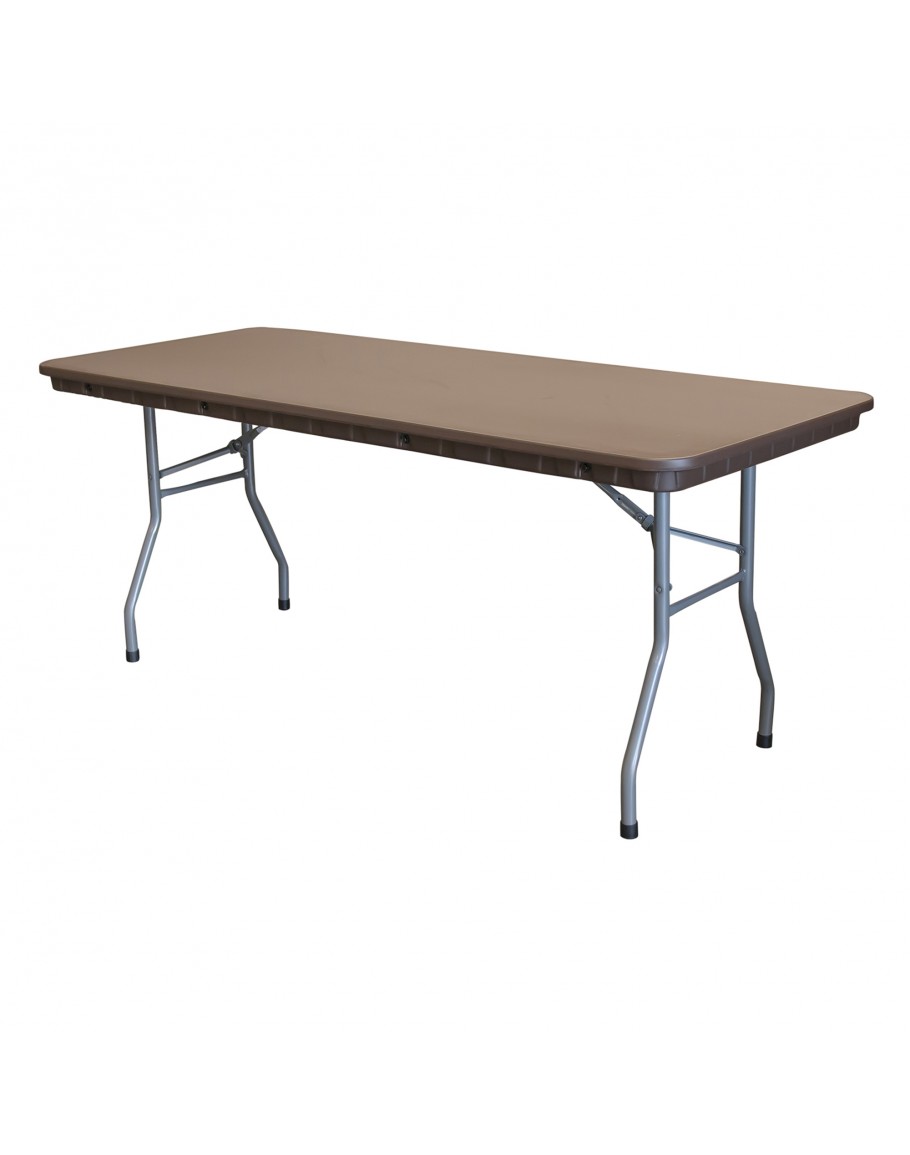 6 Foot Rhino Banquet Resin Folding Table Brown