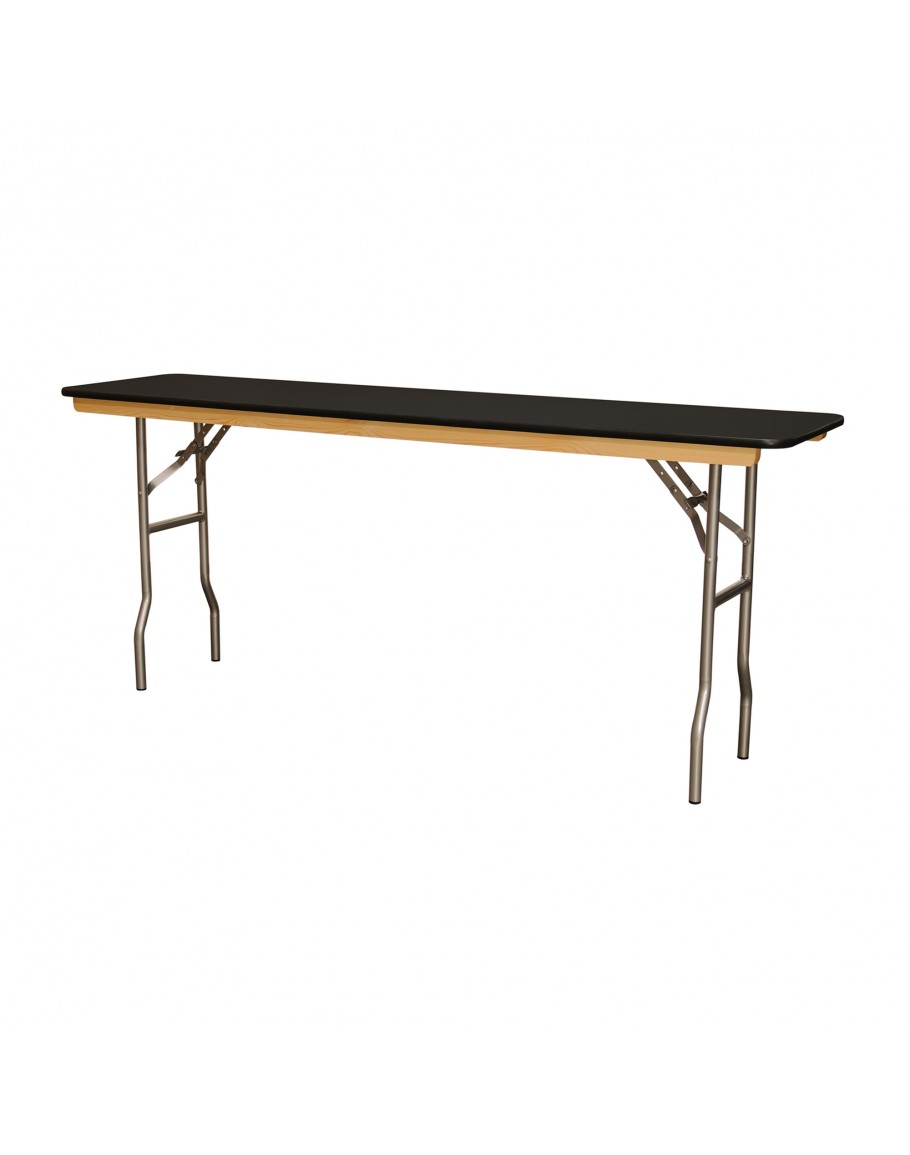 6 Foot Conference Wood Folding Table Black Laminate Vinyl Edging