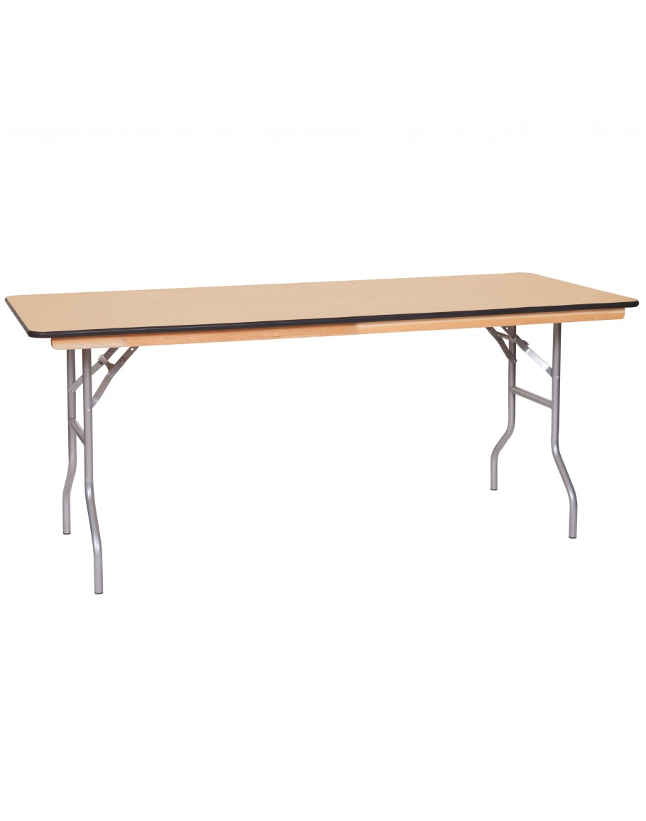 6 Foot Banquet Wood Folding Table, Vinyl Edging for Sale