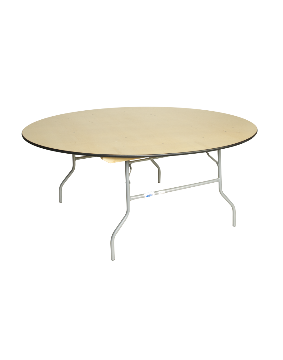 72 Inch Round Wood Folding Table Vinyl Edging