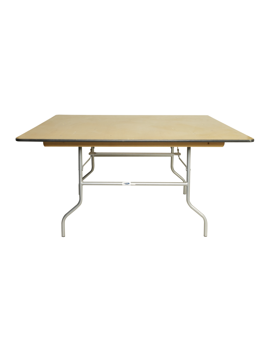 48 Inch Square Wood Folding Table Metal Edging