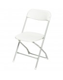 Rhino™ Plastic Folding Chair, Anodized Aluminum Frame, White Seat