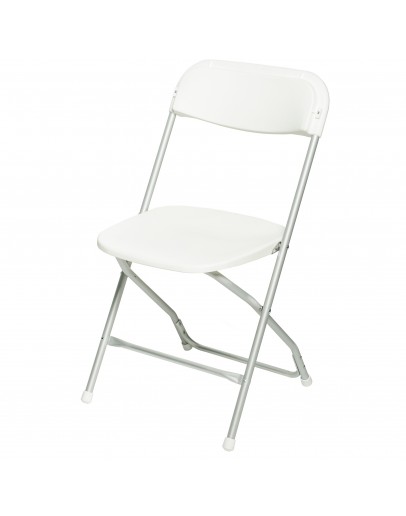 Rhino™ Plastic Folding Chair, Anodized Aluminum Frame, White Seat