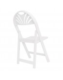 Resin Fan Back Folding Chair, White with Slatted Seat