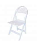 Resin Fan Back Folding Chair, White with Slatted Seat