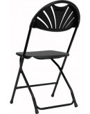 Rhino™ Fan Back Plastic Folding Chair, Metal Frame, Black