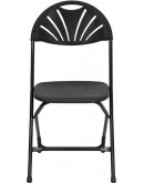 Rhino™ Fan Back Plastic Folding Chair, Metal Frame, Black