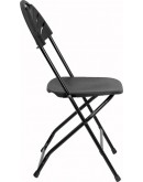 Rhino™ Fan Back Plastic Folding Chair, Metal Frame, Black