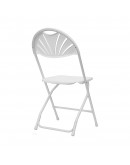 Rhino™ Fan Back Plastic Folding Chair, Metal Frame, White