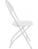 Rhino™ Fan Back Plastic Folding Chair, Metal Frame, White