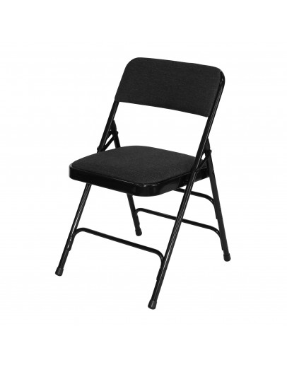 Rhino™ Metal Folding Chair, Fabric Black Seat