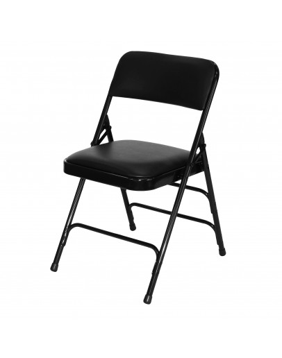 Rhino™ Metal Folding Chair, Vinyl Black Seat