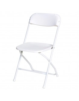 Rhino™ Plastic Folding Chair, Metal Frame, White