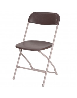 Rhino™ Plastic Folding Chair, Metal Frame, Brown