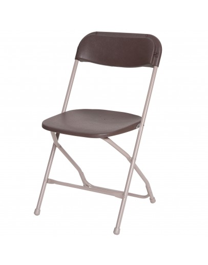 Rhino™ Plastic Folding Chair, Metal Frame, Brown