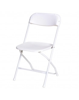 Rhino™ Plastic Folding Chair, White Aluminum Frame, White Seat