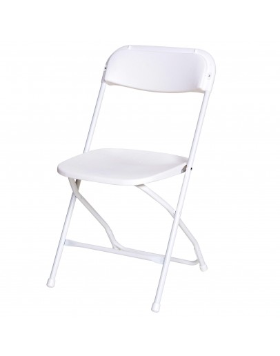 Rhino™ Plastic Folding Chair, White Aluminum Frame, White Seat