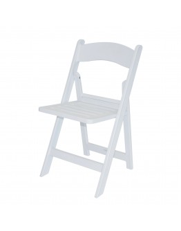Resin Folding Chair, White with Slatted Seat