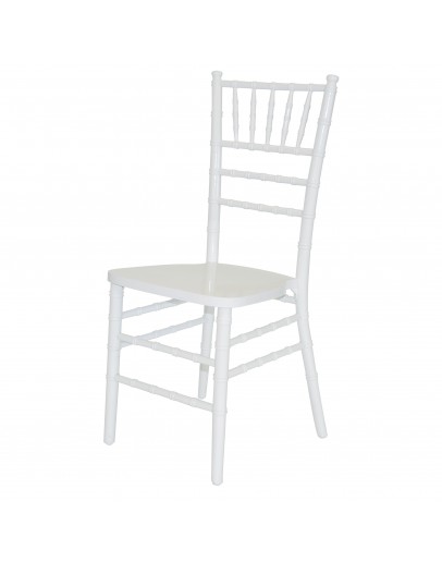 Chiavari Wood Chair, White, White Cushion