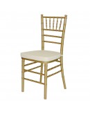 Chiavari Wood Chair, Gold, Ivory Cushion