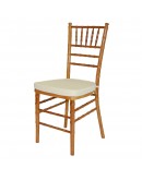 Chiavari Wood Chair, Natural, Ivory Cushion