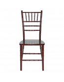 Chiavari Wood Chair, Mahogany, Ivory Cushion