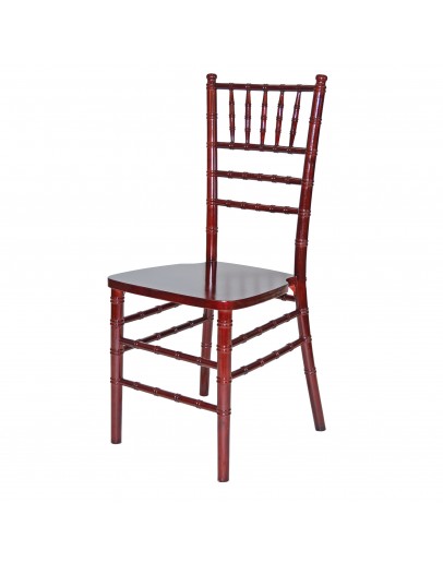 Chiavari Wood Chair, Mahogany, Ivory Cushion