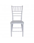 Chiavari Wood Chair, Silver, White Cushion