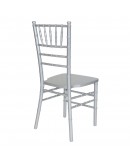 Chiavari Wood Chair, Silver, White Cushion