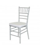 Chiavari Wood Chair, Silver, White Cushion