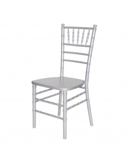 Chiavari Wood Chair, Silver, White Cushion