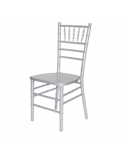 Chiavari Wood Chair, Silver, White Cushion