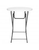 32 Inch Round Resin Cocktail Table Folding Legs, Grey