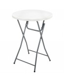 32 Inch Round Resin Cocktail Table Folding Legs, Grey