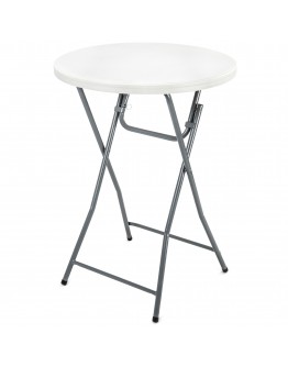 32 Inch Round Resin Cocktail Table Folding Legs, Grey