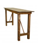 96" x 24" Banquet Pine Wood Farm Table, Folding Legs, Rustic