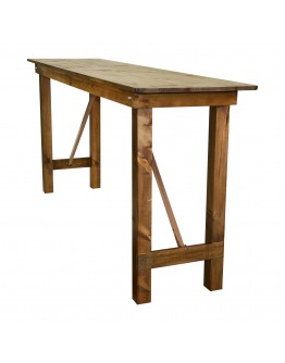 96" x 24" Banquet Pine Wood Farm Table, Folding Legs, Rustic