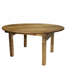 60" Round Pine Wood Farm Table, Folding Legs, Rustic