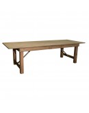 108" x 40" Banquet Pine Wood Farm Table, Folding Legs, Rustic