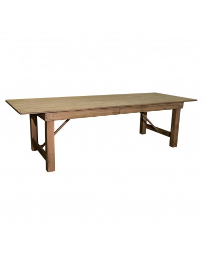 108" x 40" Banquet Pine Wood Farm Table, Folding Legs, Rustic