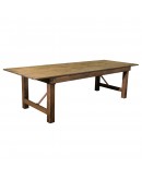 108" x 40" Banquet Pine Wood Farm Table, Folding Legs, Rustic