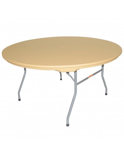 60 Inch Rhino™ Round Resin Folding Table, Tan