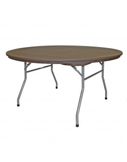 72 Inch Rhino™ Round Resin Folding Table, Brown