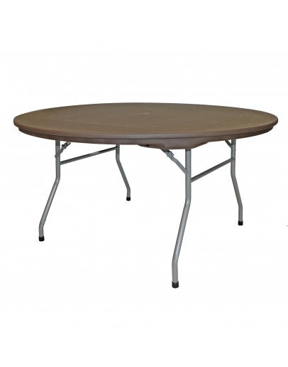 60 Inch Rhino™ Round Resin Folding Table, Brown