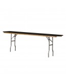 8 Foot Conference Wood Folding Table, Black Laminate, Vinyl Edging