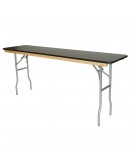 8 Foot Conference Wood Folding Table, Black Laminate, Vinyl Edging