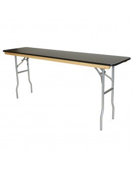8 Foot Conference Wood Folding Table, Black Laminate, Vinyl Edging