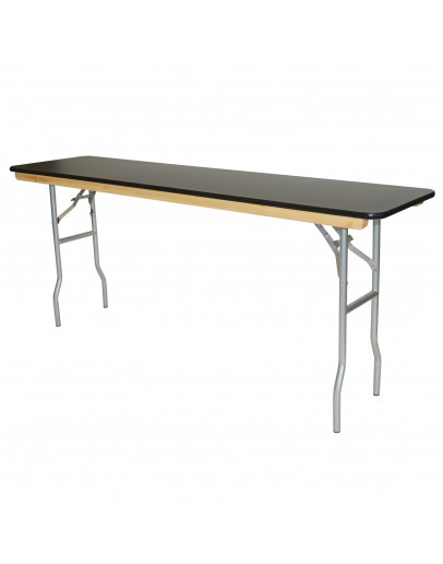 6 Foot Conference Wood Folding Table, Black Laminate, Vinyl Edging