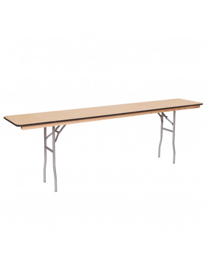8 Foot Conference Wood Folding Table, Vinyl Edging