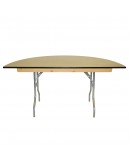 60 Inch Round Wood Half Round Folding Table, Vinyl Edging